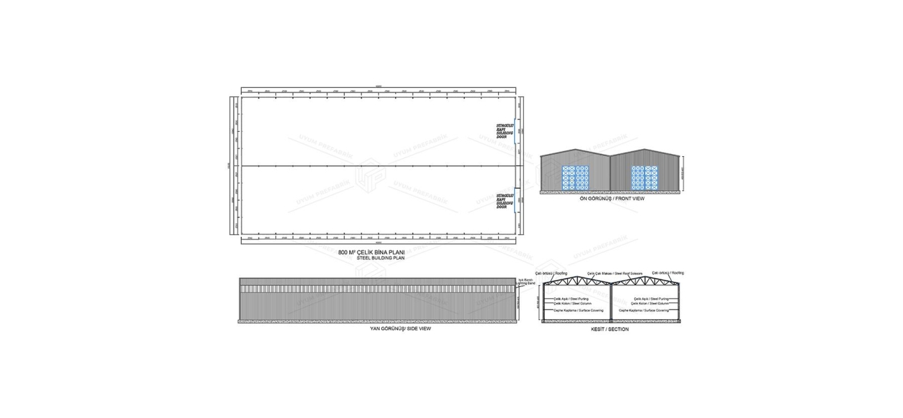 800m² Çelik Hangar Binası  800m² Çelik Hangar Binası