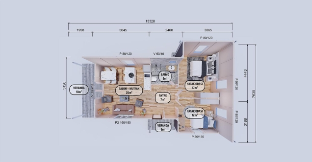 80m² Ağva Single-Storey Prefabricated House