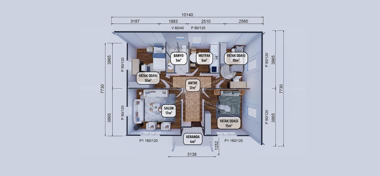 81m² Şile Single-Storey Prefabricated House