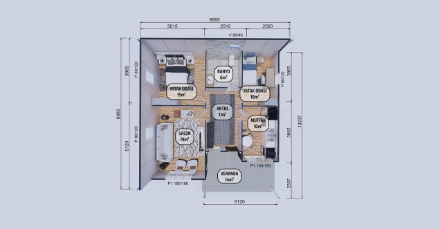 85m² Abant Single-Storey Prefabricated House