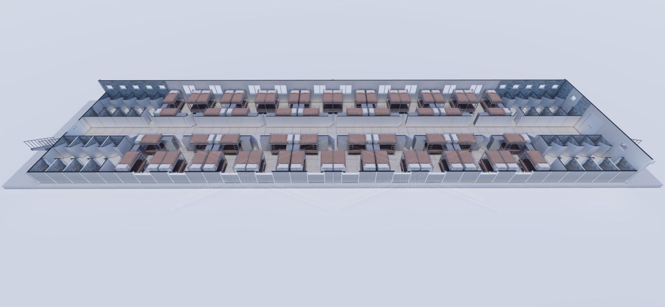 900m² (450+450) Prefabrik Yatakhane Binası 900m² (450+450) Prefabrik Yatakhane Binası