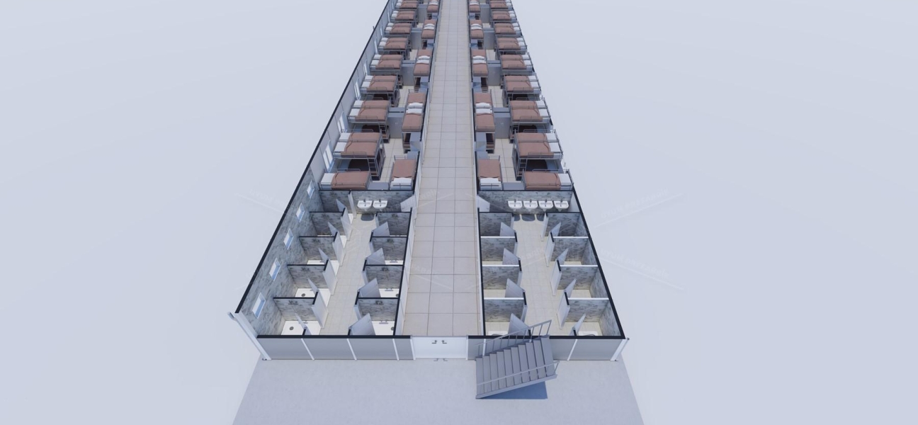 900m² (450+450) Prefabrik Yatakhane Binası 900m² (450+450) Prefabrik Yatakhane Binası