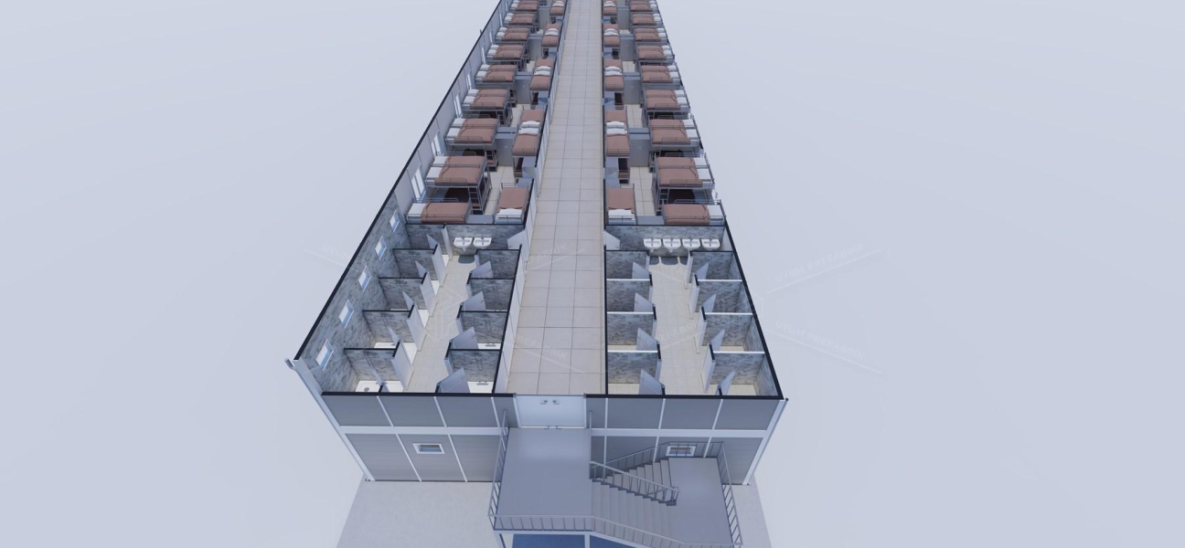 900m² (450+450) Prefabrik Yatakhane Binası 900m² (450+450) Prefabrik Yatakhane Binası