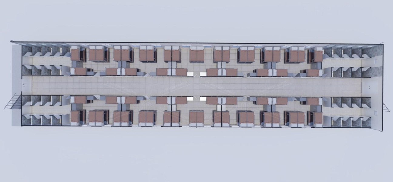900m² (450+450) Prefabrik Yatakhane Binası 900m² (450+450) Prefabrik Yatakhane Binası