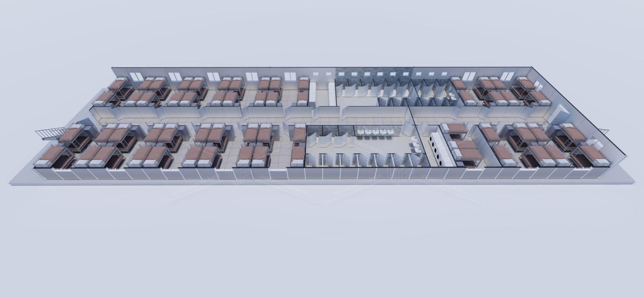 925m² (462,5+462,5) Prefabricated Dormitory Building