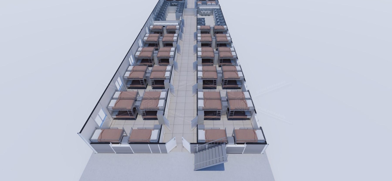 925m² (462,5+462,5) Prefabricated Dormitory Building