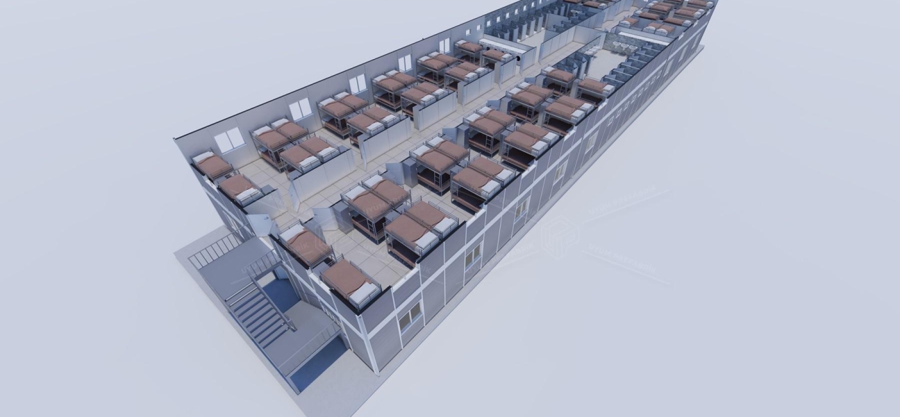 925m² (462,5+462,5) Prefabricated Dormitory Building