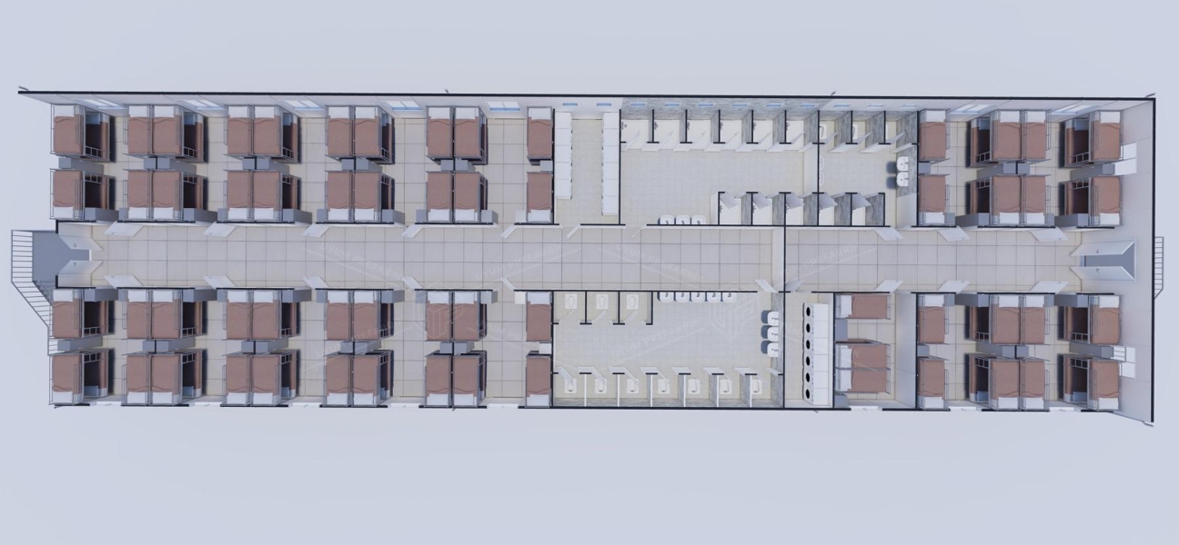 925m² (462,5+462,5) Prefabricated Dormitory Building