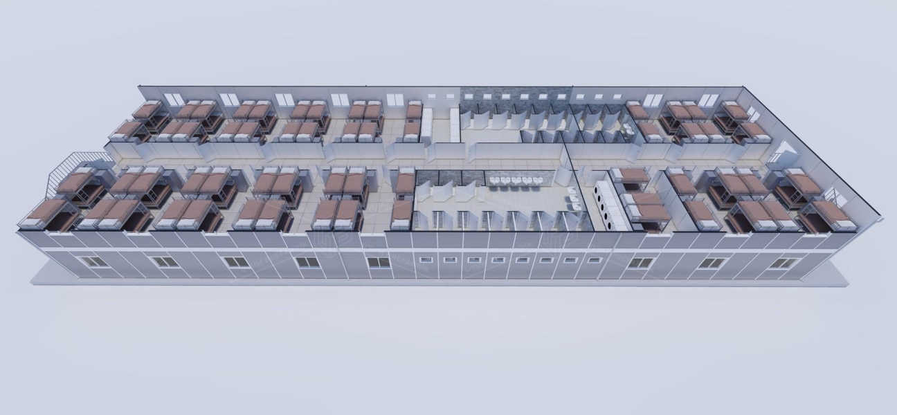 925m² (462,5+462,5) Prefabrik Yatakhane Binası