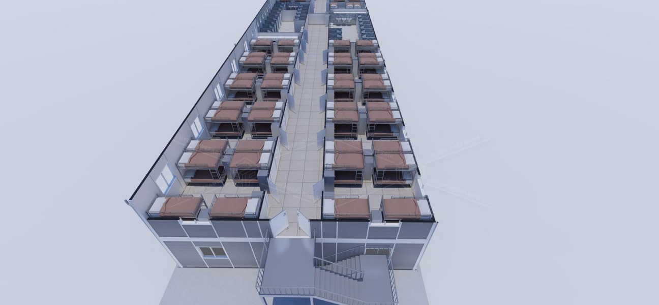925m² (462,5+462,5) Prefabrik Yatakhane Binası