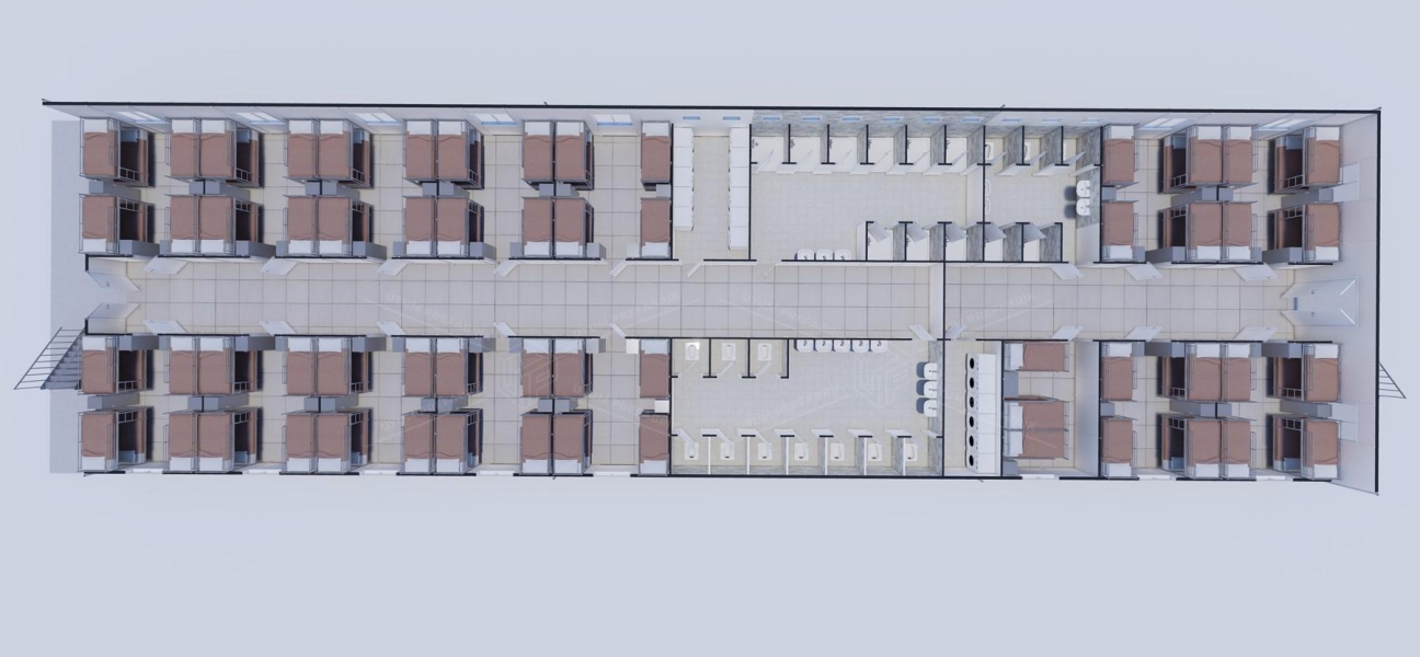 925m² (462,5+462,5) Prefabrik Yatakhane Binası