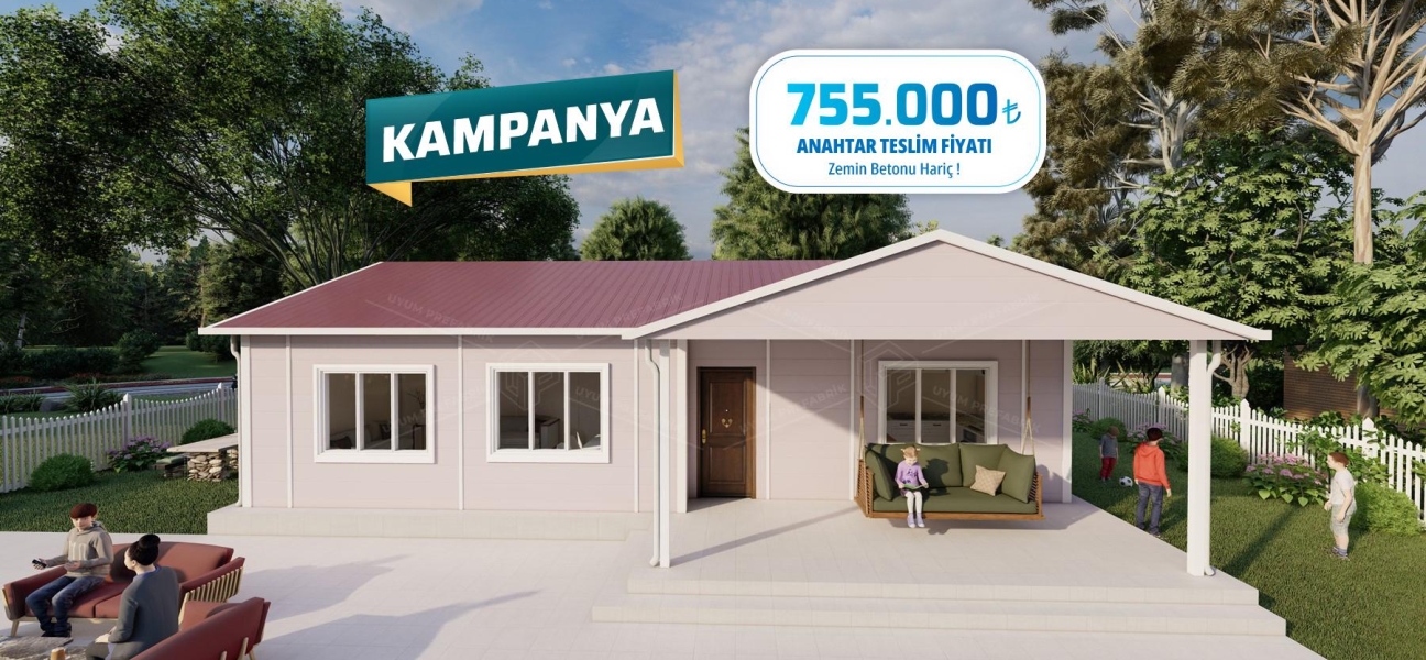 Kampanyalı 103m² Tek Katlı Prefabrik Ev Kampanyalı 103m² Tek Katlı Prefabrik Ev