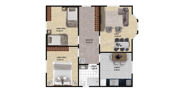 UP200 Selemen 64m² Tek Katlı Çelik Ev  UP200 Selemen 64m² Tek Katlı Çelik Ev