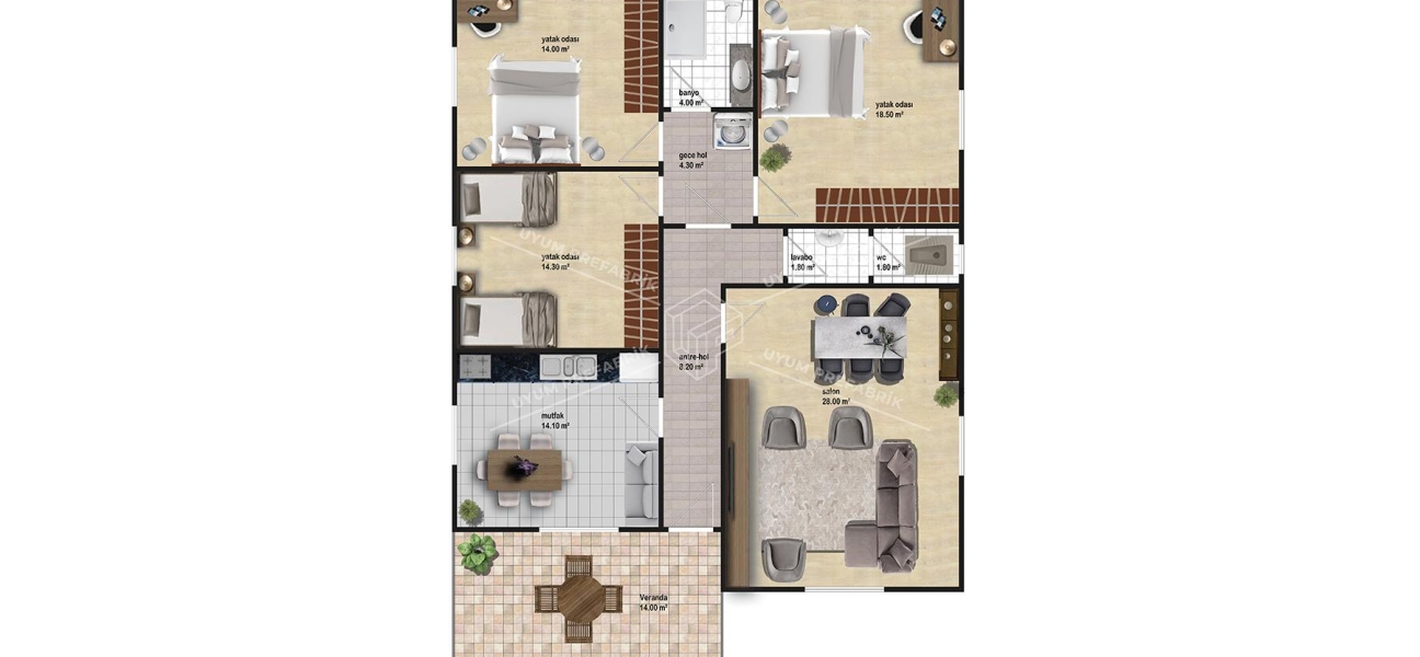 UP201 Dikmen 65m² Tek Katlı Çelik Ev  UP201 Dikmen 65m² Tek Katlı Çelik Ev