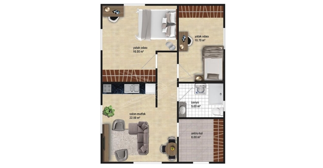 UP202 Kestel 70m² Tek Katlı Çelik Ev  UP202 Kestel 70m² Tek Katlı Çelik Ev