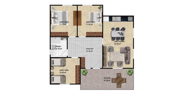 UP203 Beyşehir 100m² Tek Katlı Çelik Ev  UP203 Beyşehir 100m² Tek Katlı Çelik Ev