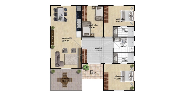 UP204 Side 105m² Tek Katlı Çelik Ev UP204 Side 105m² Tek Katlı Çelik Ev