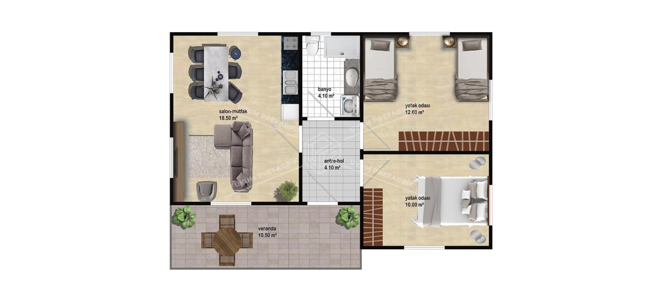 UP207 Manyas 60m² Tek Katlı Çelik  UP207 Manyas 60m² Tek Katlı Çelik