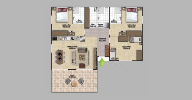 UP208 Fethiye 171m² Single-Storey Steel House