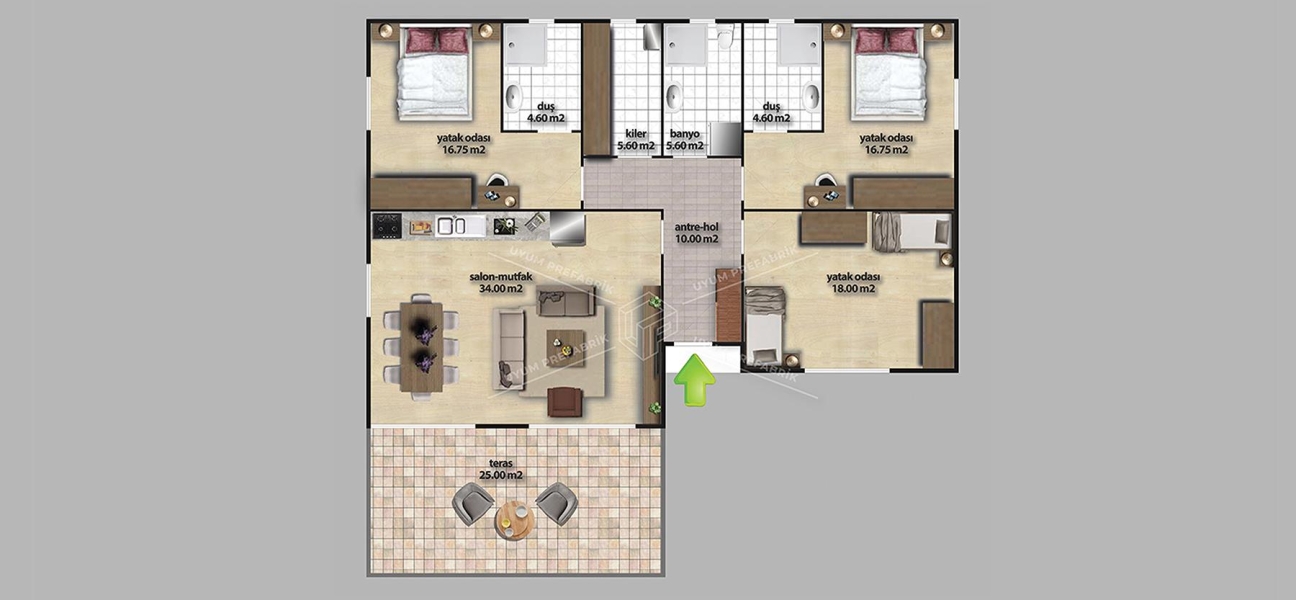 UP208 Fethiye 171m² Tek Katlı Çelik Ev  UP208 Fethiye 171m² Tek Katlı Çelik Ev