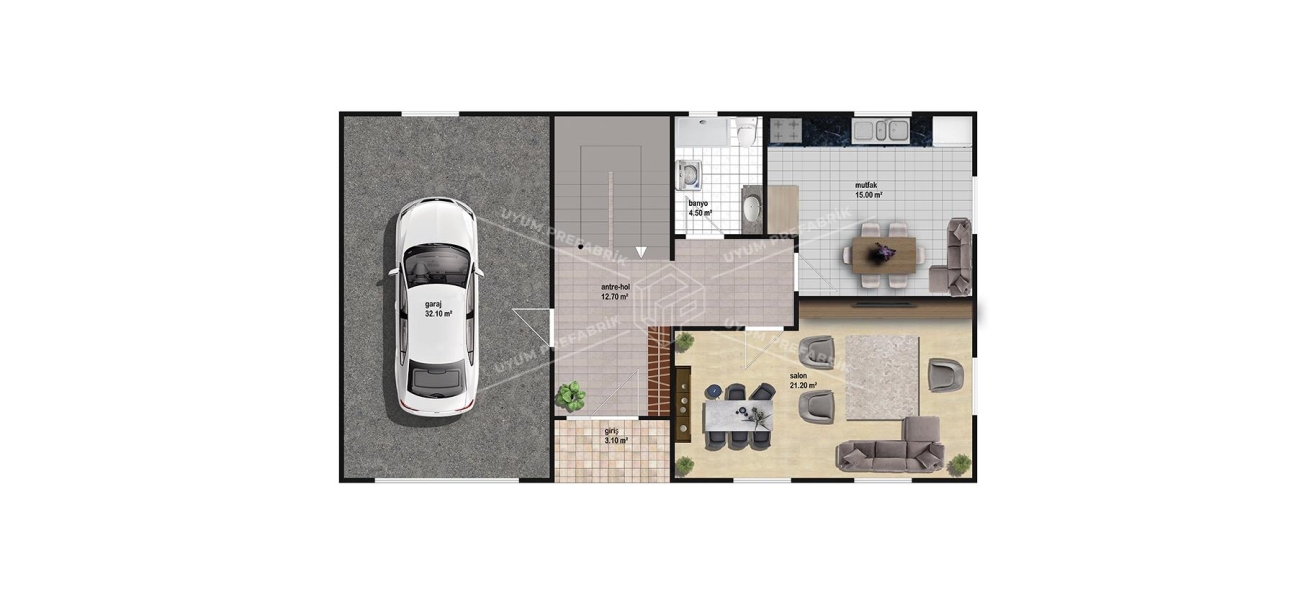 UP209 KÜMBET 205m² Çift Katlı Çelik Ev UP209 KÜMBET 205m² Çift Katlı Çelik Ev