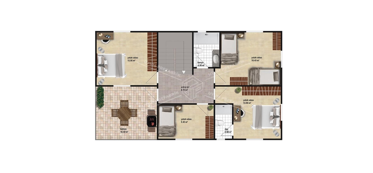 UP209 KÜMBET 205m² Çift Katlı Çelik Ev UP209 KÜMBET 205m² Çift Katlı Çelik Ev