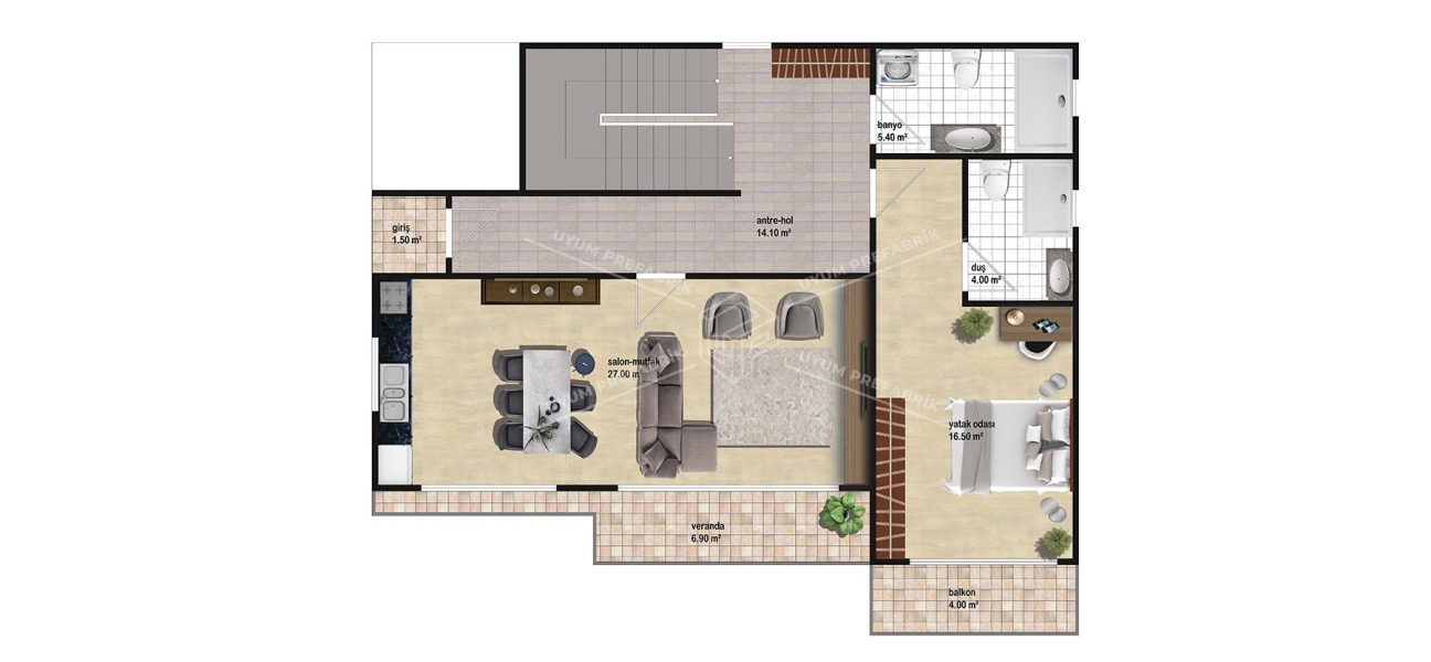 UP210 SANTA 221m² Çift Katlı Çelik Ev UP210 SANTA 221m² Çift Katlı Çelik Ev