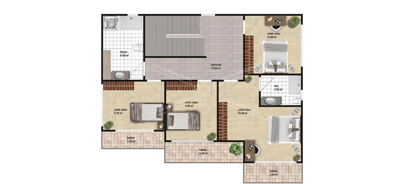 UP210 SANTA 221m² Two Storey Steel House